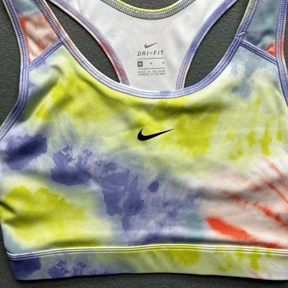 Nike women Dri-FIT sports bra‎ tie dye multicolor medium racerback CZ7716-854 - Picture 2 of 10